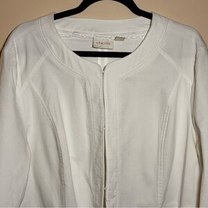 Chico’s Size 4 XXL Textured White Seamed Blazer Lightweight Jacket